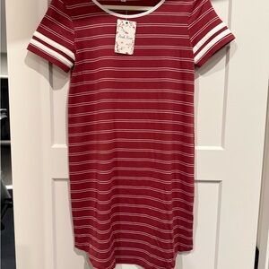 Pink Rose Burgundy and White Striped Top